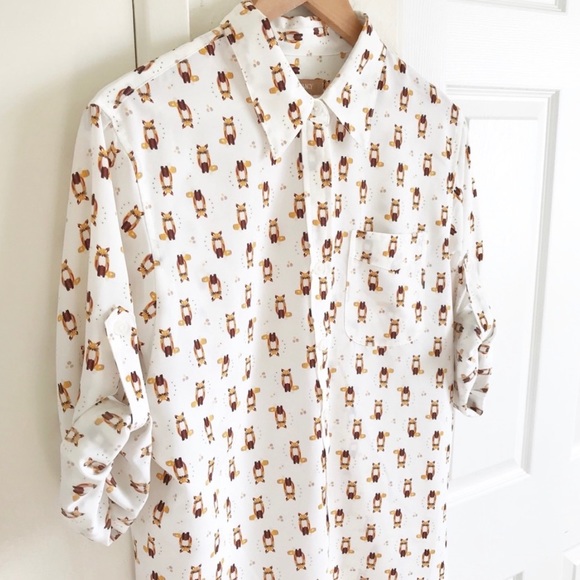 Nordstrom Tops - Fox Print Button Down Tunic